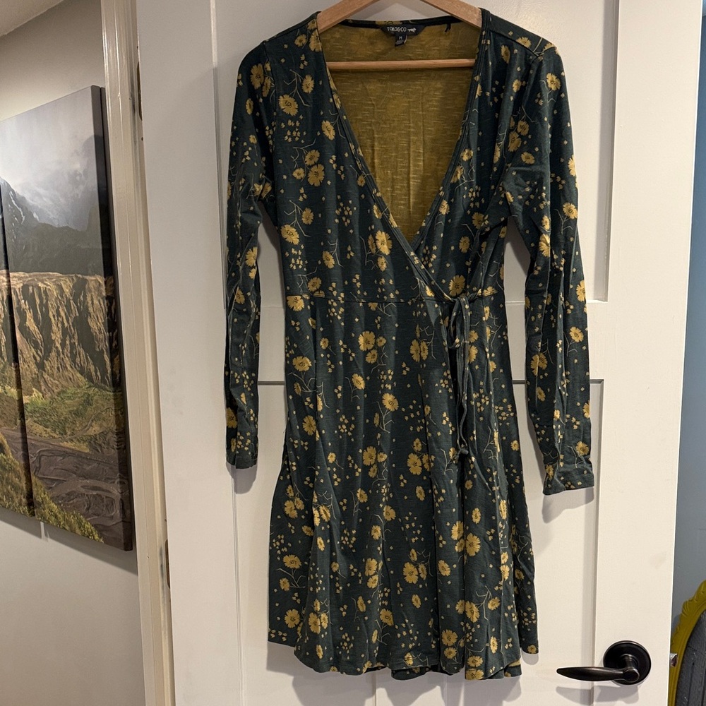 Toad&Co Green and Yellow Floral Long Sleeve Dress